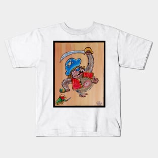 Rampaging Pirate Ape and Parrot Kids T-Shirt